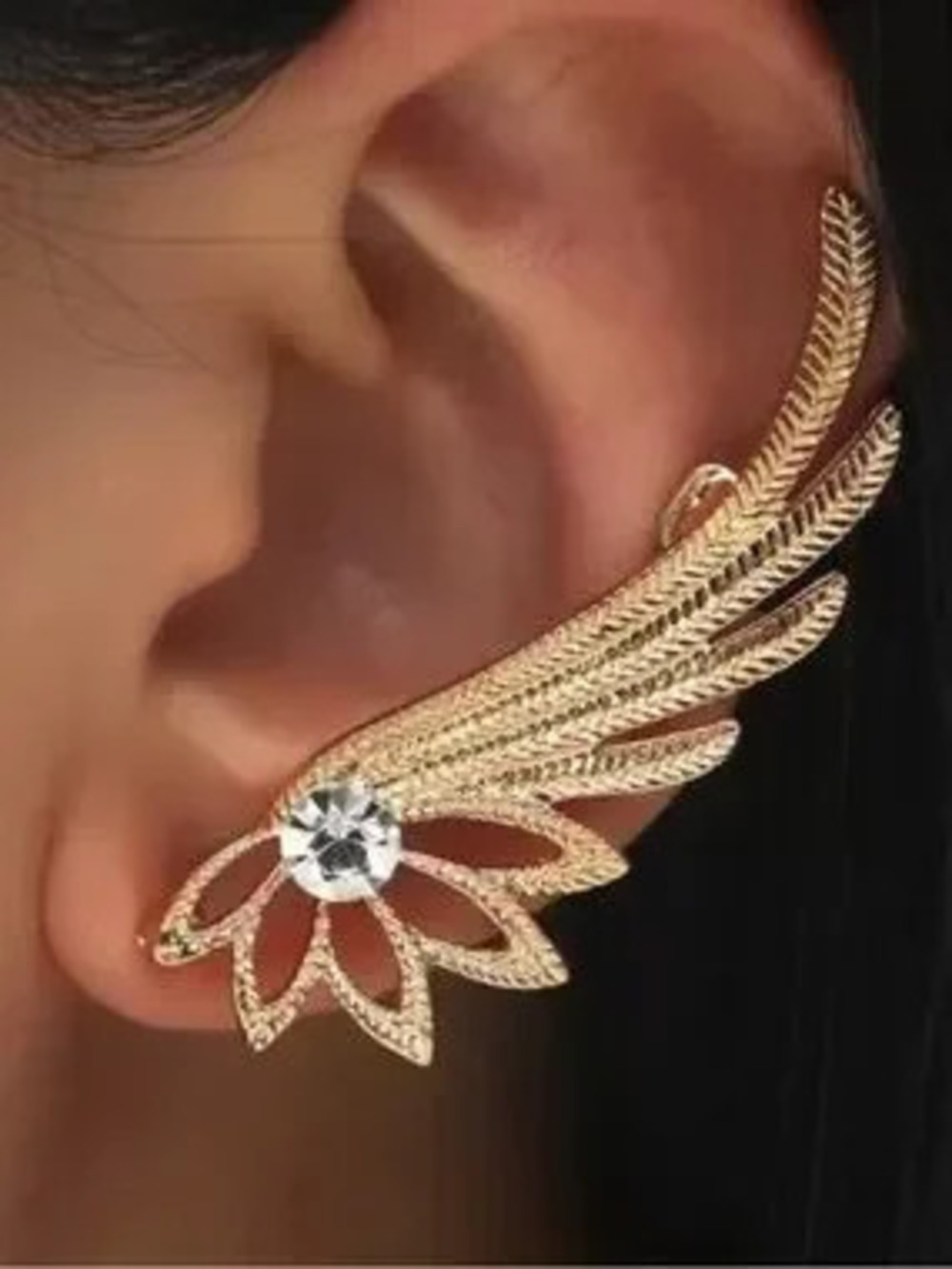 Gold Winged Crystal Ear Cuff